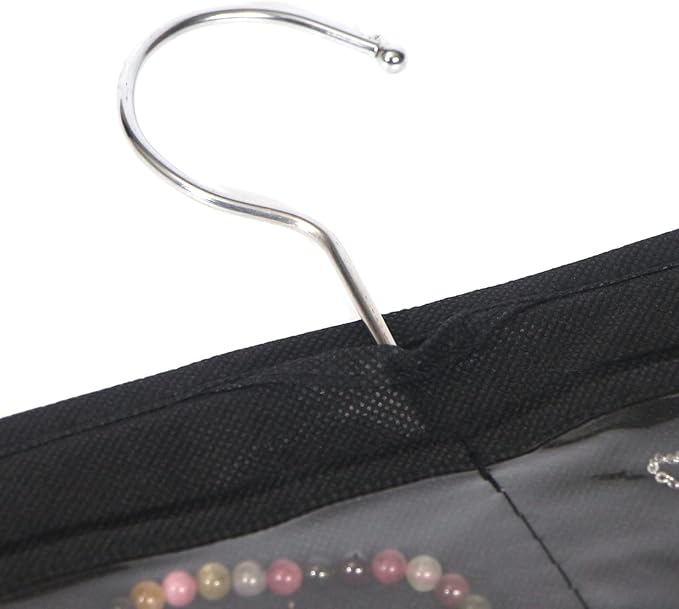 DIOMMELL 3 Pack Hanging Jewelry Organizer with 80 Pockets Jewelry Storage for Earrings Necklace Bracelet Ring Accessory, Black