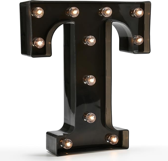 OYCBUZO Light Up Black Alphabet Marquee Letters Sign LED Marquee Number Lights Sign for Night Light Home Bar Christmas Lamp Birthday Party Wedding Decoration T