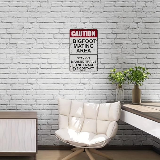 Rustic Bigfoot Mating Area Vintage-Inspired Metal Tin Sign - Waterproof & Dust-Proof Wall Hanging Decor - Ideal for Home, Kitchen, Bathroom, Bar, Cafe & Garage Multipurpose Decoration