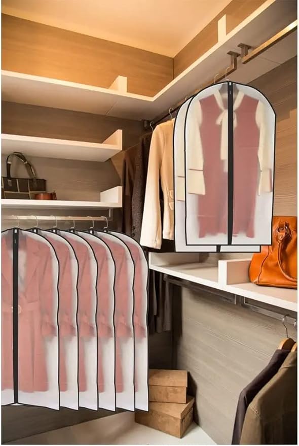 Garment Bags for Hanging Clothes 12 PCS Transparent Waterproof Dustproof Storage for Wardrobe Storage Suit Covers for Closet Clear Reuse Full Zipper for Costumes Suits Coats 24''x48''