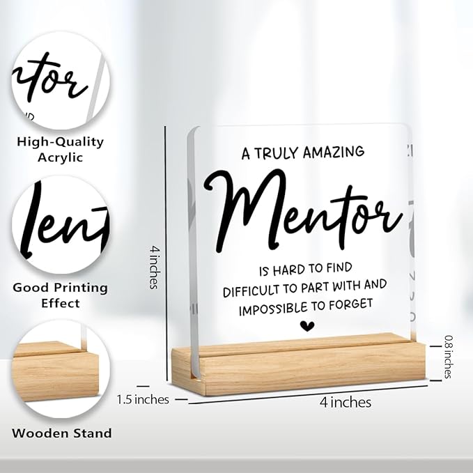 Funny Mentor Gifts for Women Men Office Decor Acrylic Plaque Leadership Thank You Appreciation Gifts for Boss Manager Mentor Inspirational Gift 4x4 Inches