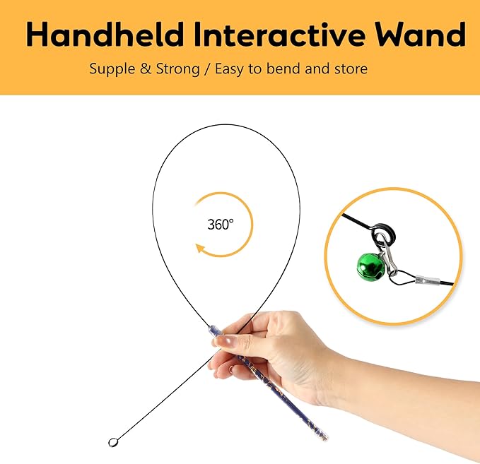 Interactive Cat Toy Bug Toys for Cats 4 Realistic Flying Bugs Cat Wand (4pcs Realistic Bug Refills + 1pc Cat Wand)