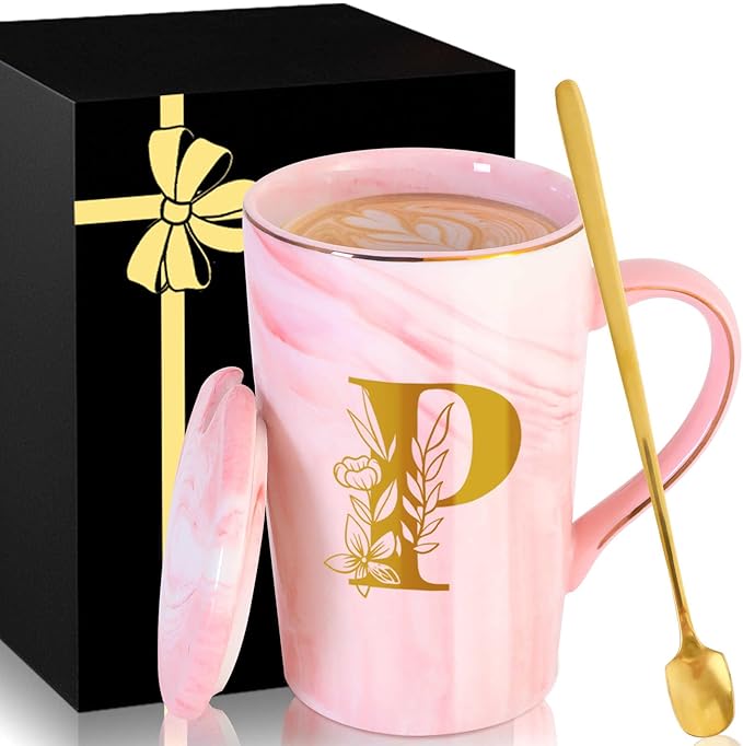 Personalized Ceramic Coffee Mug with Lid Tea Cup Women Teacher Coworker Assistant Principal Christmas Paraprofessional Administrative Professional It Hr Admin Day French Nursing Spanish Swim Latin,P