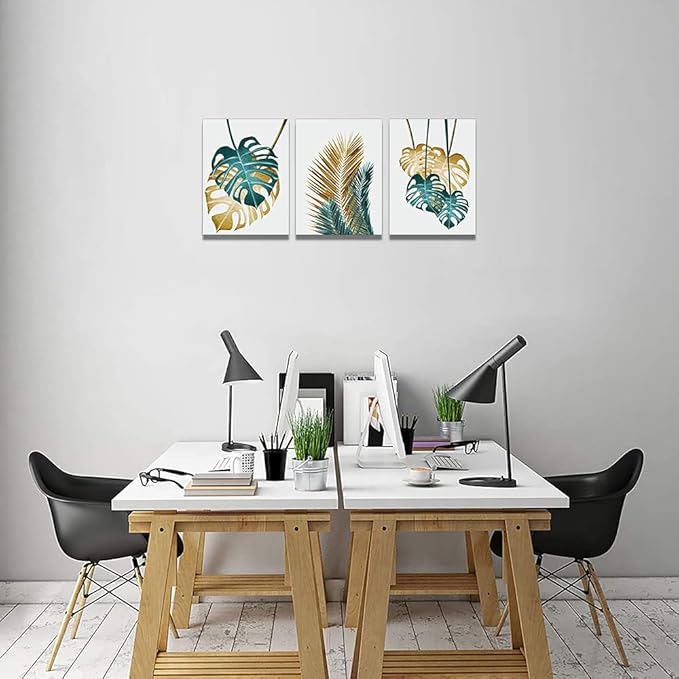 TTHYUEWS Canvas Wall Art For Living Room Family Decorations For Bedroom Kitchen Dining Room Wall Decor Abstract Painting Leaves Wall Pictures Artwork Office Canvas Art Prints Room Home Decor 3 Piece