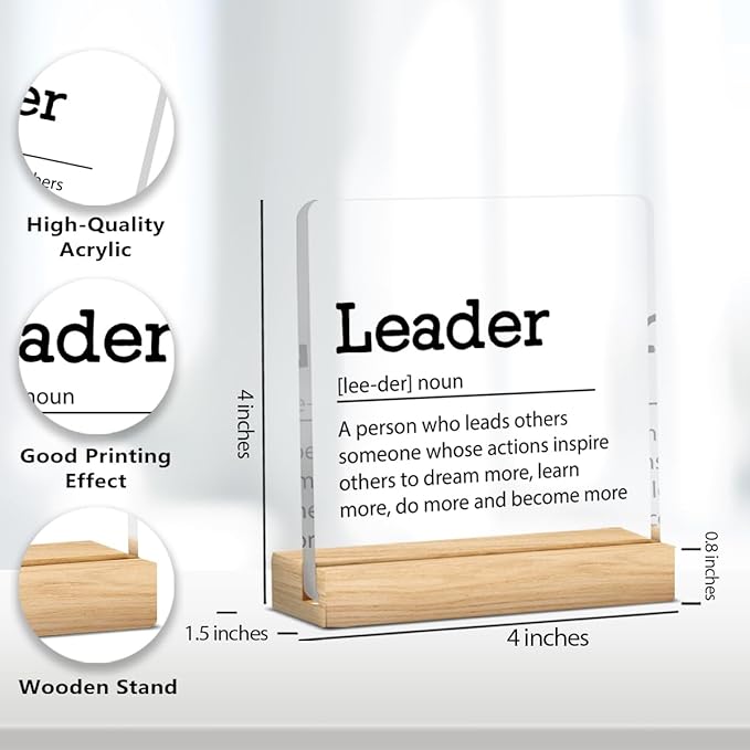 Funny Boss Gifts for Women Men Office Decor Acrylic Plaque Leadership Thank You Gifts for Boss Manager Mentor Inspirational Leader Journal Gift 4x4 Inches