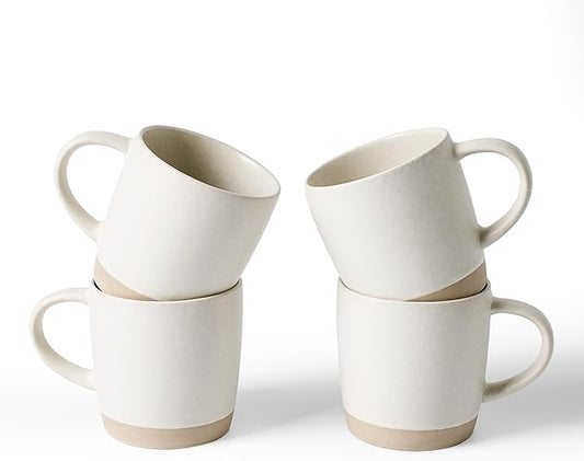 famiware Coffee Mugs Set of 4, Milkyway 13 oz Mug Set, Ceramic Cup Set with Handle for Coffee, Tea, Cocoa, Milk, Matte White