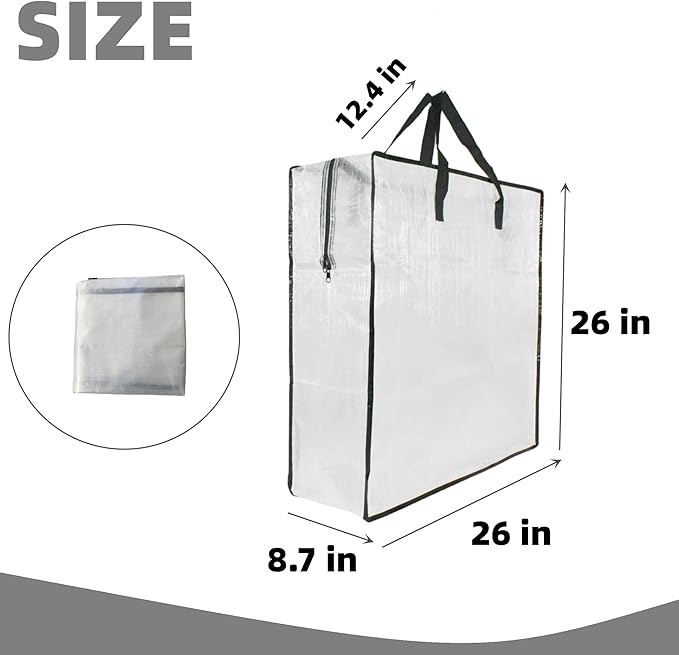 3 Pack Clear Storage Bags with Zipper and Handles, Blanket Bags For Closet Storage, Moving and Packing Supplies for College, Underbed Storage Organizer for Clothes Pillow Bedding Christmas Wreath
