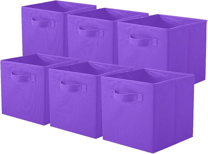 ShellKingdom Storage Bins, Foldable Fabric Storage Cubes And Cloth Storage Organizer Drawer For Closet And Toys, 6 Pack (Violet)