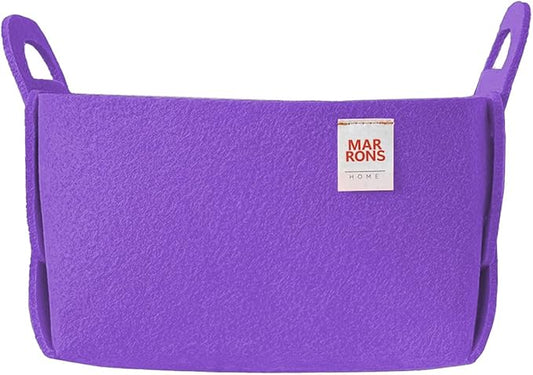 Collapsible Felt PURPLE Storage Bin Small 7.1"x5.1"x5.1" – Foldable Basket with Handles for Closet, Toy Storage, Laundry Room Organization, Decorative Storage Baskets for Shelves, Nursery