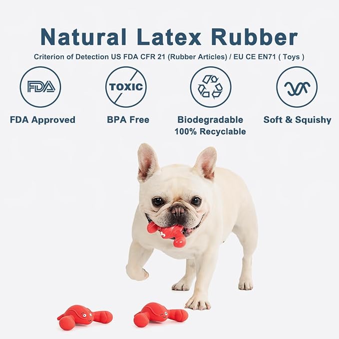 Squeaky Dog Toys, Soft Latex Rubber Squeaky Ball for Small Dogs Puppies, Cute Bounce Squeak Lobster Pet Dog Toy