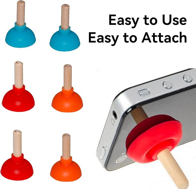 EVKILKJS 6PCS Toilet Plunger Shape Phone Holder Mini Colorful Plunger Holder Sucker Stand for Supporting Cellphone, Moblie Phone