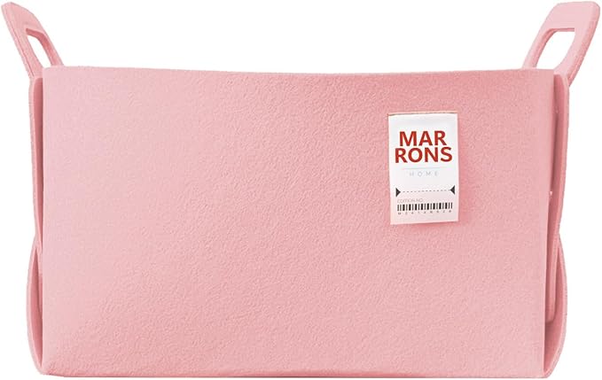 Collapsible Felt BABYPINK Storage Bin Large 14.6"x9.4"x9.4" – Foldable Basket with Handles for Closet, Laundry Room Organization, Toy Storage, Decorative Storage Bins for Shelves, Nursery