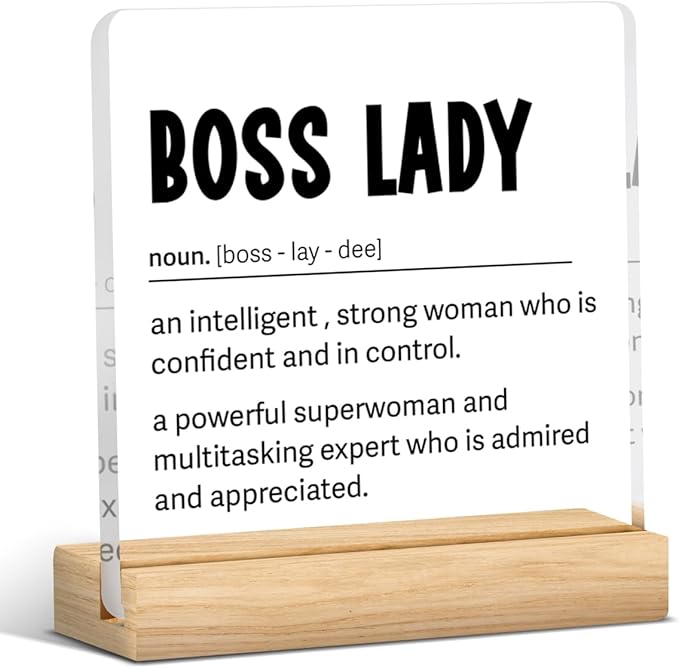 Funny Boss Gifts for Women Men Boss Lady Gifts for Women Office Decor Acrylic Plaque Leadership Thank You Manager Mentor Inspirational Gift 4x4 Inches