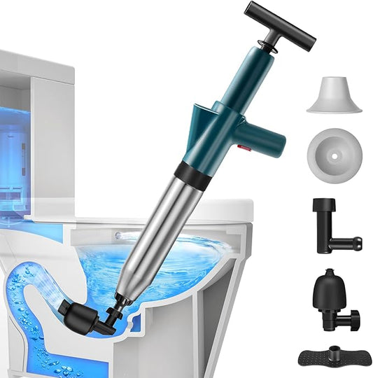 TheElves Toilet Plunger Heavy Duty, Electric High Pressure Toilet Clog Remover Tool, Powerful Bathroom Plunger for Drain Cleaning - Green