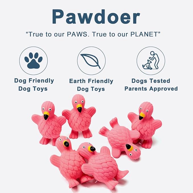 Squeaky Dog Toys for Medium Dogs, Soft Latex Squeaky Dog Ball, Cute Funny Squeak Flamingo Pet Toys