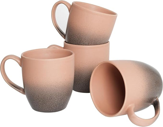 Bosmarlin Ceramic Coffee Mug Set of 4, 17 Oz, 3 Colors to Choose, Tea Cups, Dishwasher and Microwave Safe, Reactive Glaze… (Gradient Rose Beige, 17 Oz)