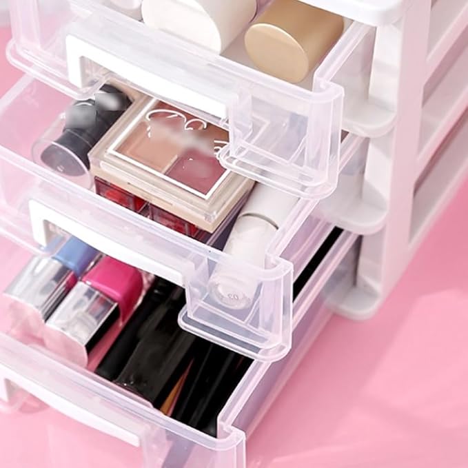 Portable Two Storage Cabinet Drawers Stackable Storage Organizer Multifunctional Desktop Storage Case Office Bedroom Bathroom Craft Supplies Transparent