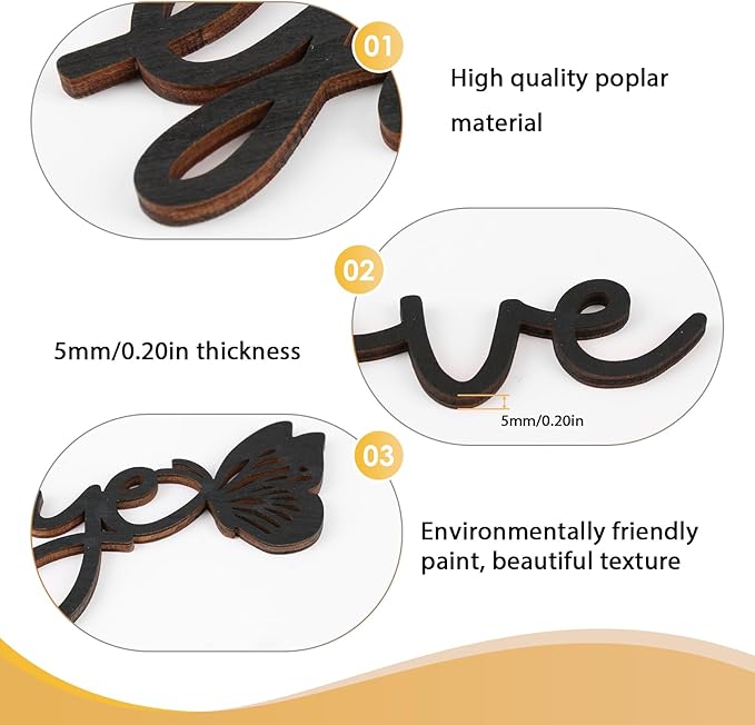 21.6" Love You Bye Wood Sign, Above Door Home Wall Boho Decor Plaque, Black Modern Simplicity Decoration for Front Door Entryway Living Room Aesthetic, Show Your Love and Warm for Your Family (Butterfly)