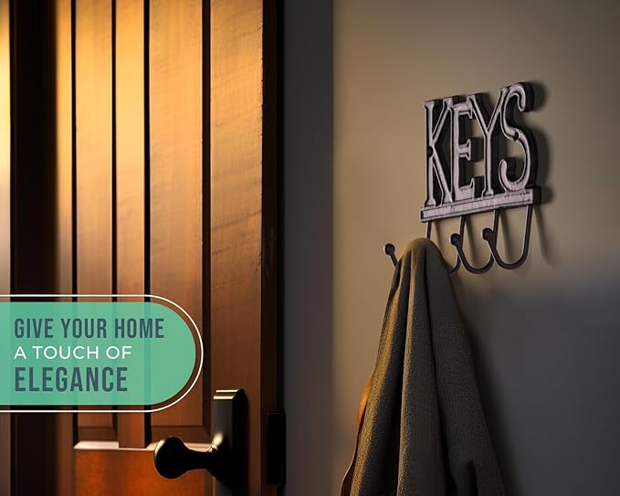 Comfify Key Holder for Wall - Cast Iron Decorative Farmhouse Rustic Wall Mount Key Organizer - 4 Key Hooks - Vintage Key Rack for Entryway with Screws and Anchors – 6x8” - Rust Brown