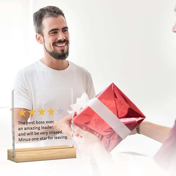 Funny Best Boss Leaving Gift for Women Men Office Decor Acrylic Plaque Leadership Thank You Gifts for Manager Mentor Inspirational Gift 4x4 Inches