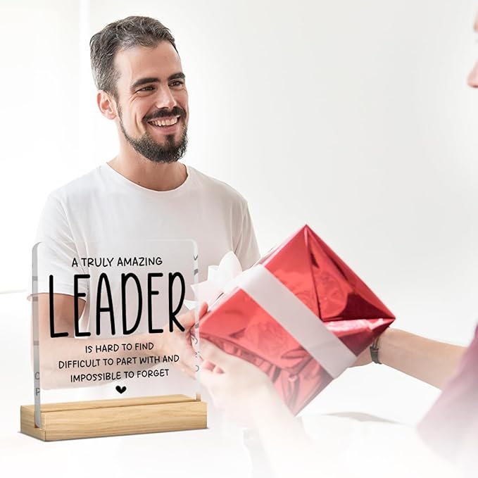 Funny Boss Gifts for Women Men Office Decor Acrylic Plaque Leadership Thank You Appreciation Gifts for Boss Manager Mentor Inspirational Gift 4x4 Inches