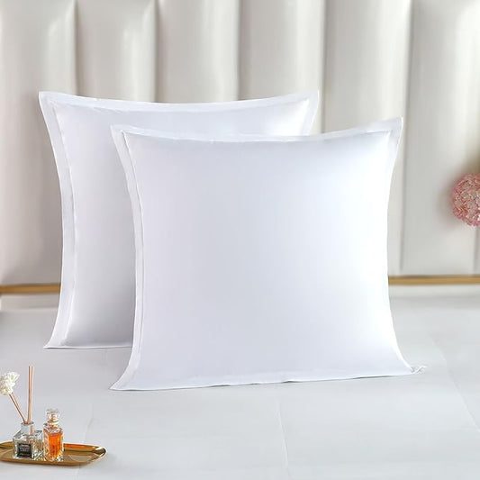 THE COTTON & SILK®️ 100% Luxury Long-Staple Cotton Euro Sham (26"x26"), Set of 2, with Envelope Closure on The Back, White