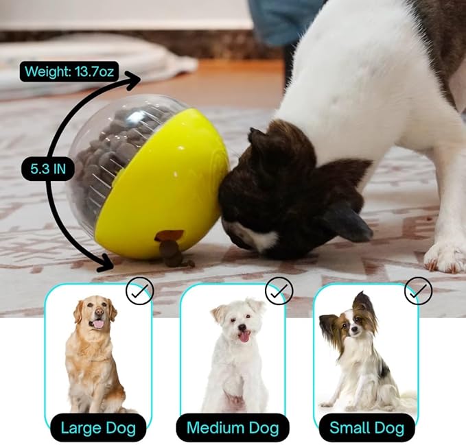 Zntra – Interactive Dog Treat Puzzle Toy | Food Dispenser Ball 5.3" for Mental Stimulation, Anxiety & Boredom Relief (Small/Medium Dogs)