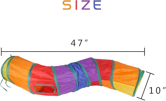 Cat Tunnel for Indoor Cats Interactive, Rabbit Tunnel Toys, Pet Toys Play Tunnels for Cats Kittens Rabbits Puppies Crinkle Pop Up Rainbow 47" Shape S