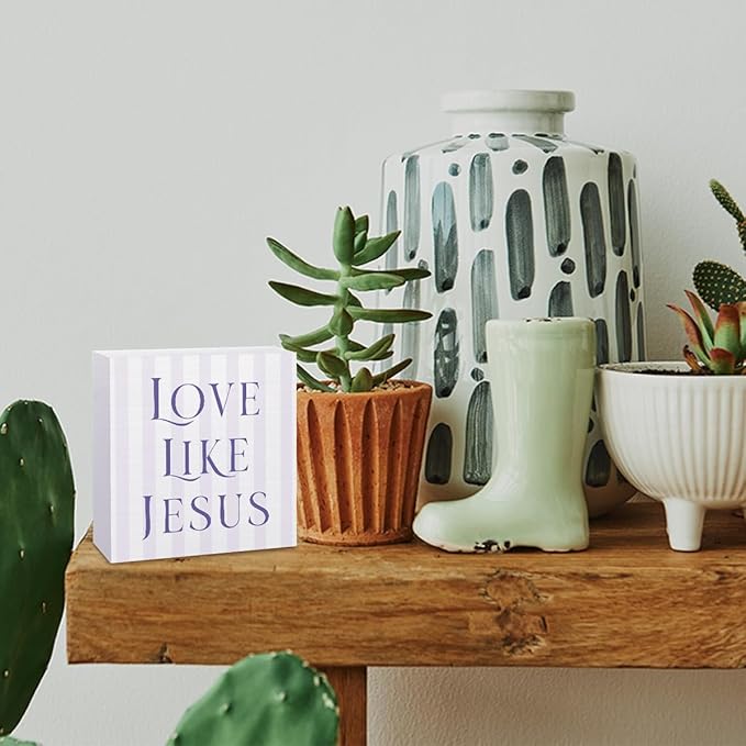 Purple Bible Room Bedroom Bathroom,Purple Decor,Inspirational Bible Verses Decorations Decorations for Teen Girls Gifts Wooden Box 5 x 5 Inch