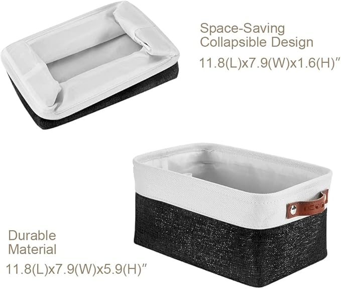 DECOMOMO Small Storage Basket, Closet Storage Bins, Baskets for Organizing Shelves (Black & White, Small - 6 Pack)
