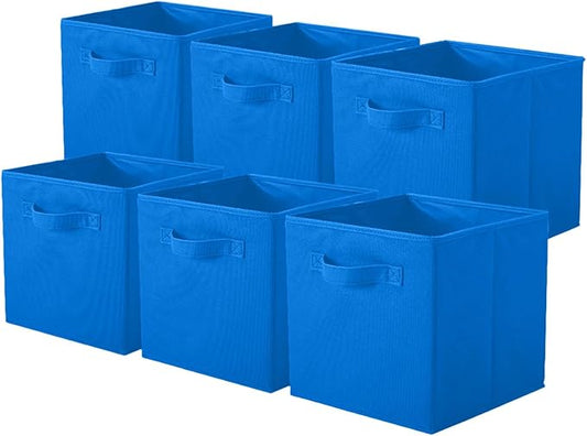 ShellKingdom Storage Bins, Foldable Fabric Storage Cubes And Cloth Storage Organizer Drawer For Closet And Toys, 6 Pack (Royal Blue)