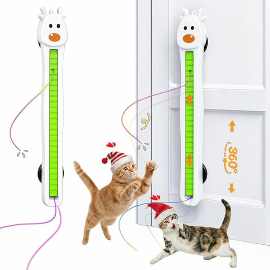 Interactive Cat Toy for Indoor Cats: Door-Mounted Automatic Moving Enrichment Cat Toy with Adjustable Motion Modes, Rechargeable Electric for Kittens & Bored Adult Cats, Hands-Free Pet Play Accessory