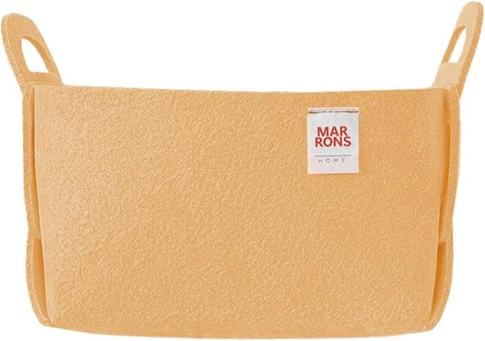 Collapsible Felt APRICOT Storage Bin Small 7.1"x5.1"x5.1" – Foldable Basket with Handles for Closet, Toy Storage, Laundry Room Organization, Decorative Storage Baskets for Shelves, Nursery