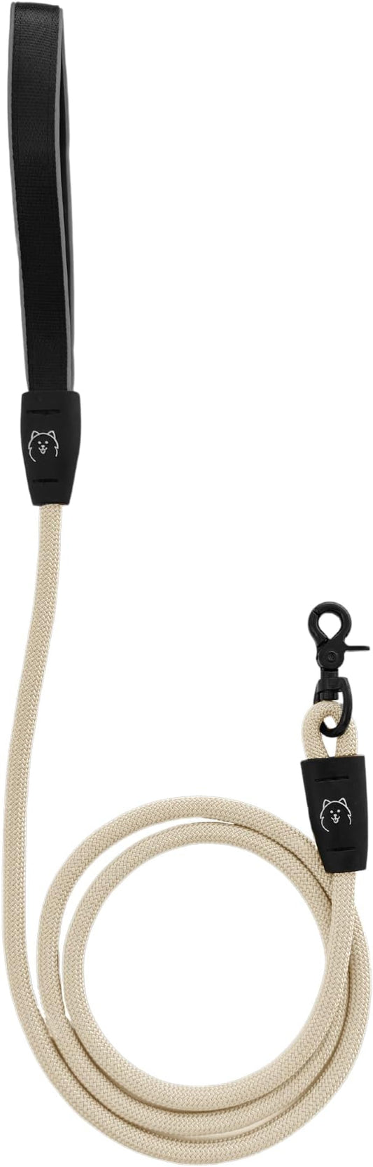 ShawnCo Basecamp Rope Dog Leash- Premium, Durable Pet Leash with Soft Neoprene Padded, Reflective Handle for Small, Medium and Large Dogs (Driftwood, 5 Feet)