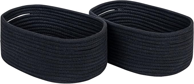 CubesLand Cute Black Basket Bins,Small Woven Storage Baskets for Shelf,Baby Nursery Basket Bin,Cube Organizer Basket Bin,Soft Toys Storage Basket,Home Decor Organization Bins 12 x 8 x 5 inches