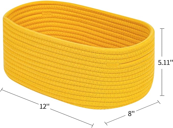 CubesLand Cube Shelf Closet Storage Baskets Bins Set 2,Woven Basket for Organizing/Storage,Long-lasting &Skin-friendly Toy Storage Basket Bin,Stylish Room Decor Basket,Yellow Cotton Rope Basket