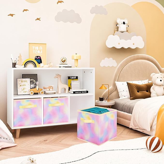 ShellKingdom Storage Bins, Foldable Fabric Storage Cubes And Cloth Storage Organizer Drawer For Closet And Toys Storage, 2 Pack (Chromatic Tie Dye)