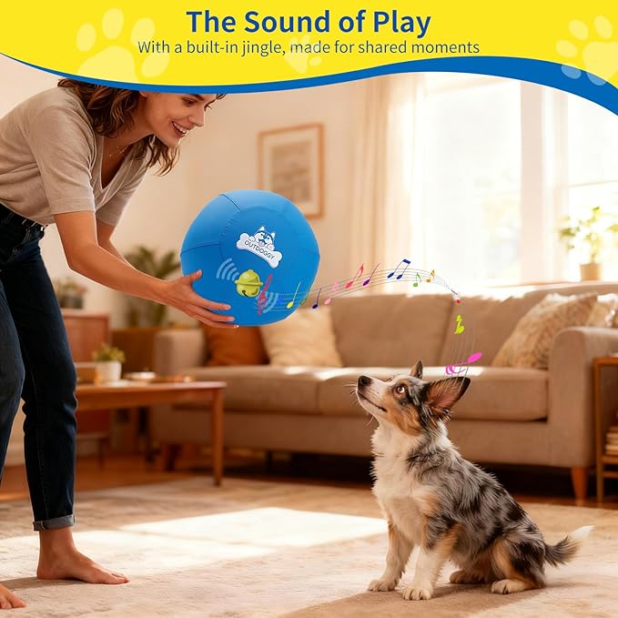 Herding Ball for Dogs 10Inch - Durable Dual-Layer Herding Ball with Built-in Bell for Small Breeds, Puppies, Corgis & Mini Aussies | Indoor & Outdoor Play - Blue