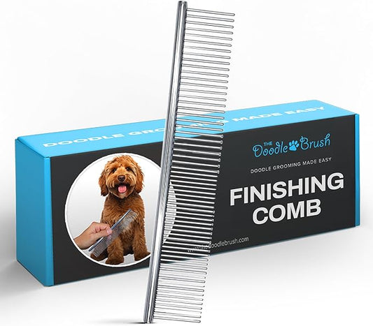 Dog Combs for Grooming Matting, Finishing Metal Comb For Dogs, Large Stainless Steel Doodle Dog Grooming Combs, Tackles Mat & Tangles for Poodles, Labradoodle, Cockapoo Pet Comb