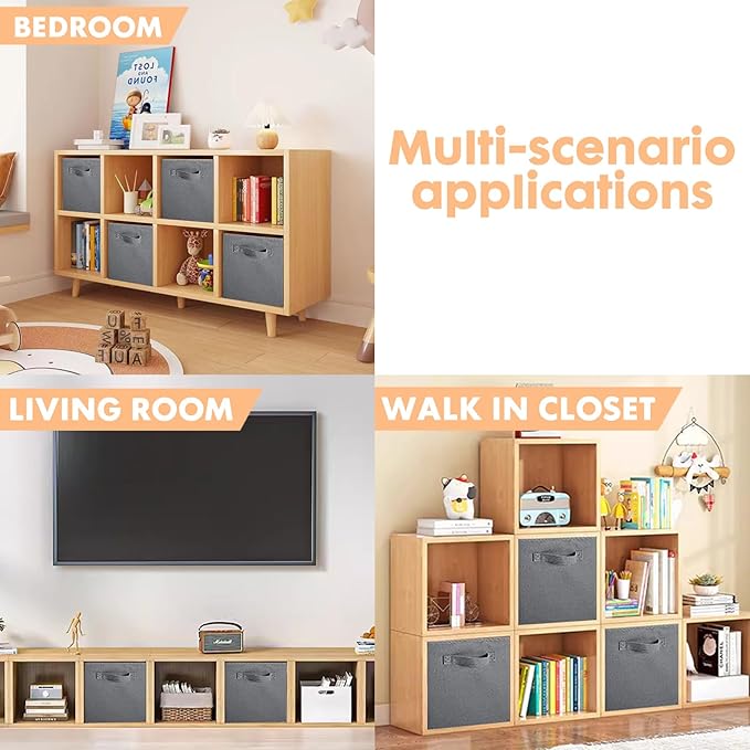 ShellKingdom Storage Bins, Foldable Fabric Storage Cubes And Cloth Storage Organizer Drawer For Closet And Toys Storage, 2 Pack (Gray)