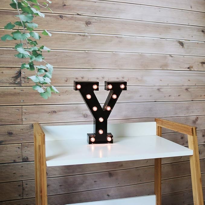 OYCBUZO Light Up Black Alphabet Marquee Letters Sign LED Marquee Number Lights Sign for Night Light Home Bar Christmas Lamp Birthday Party Wedding Decorations Y