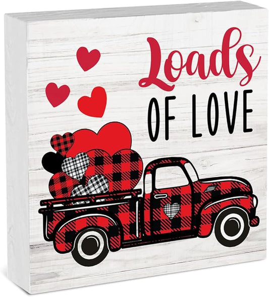 Loads of Love Valentines Decor for Home Valentine Theme Decorations Valentines Day Table Decor Anniversary Wedding Gifts Valentine Gifts for Couple 5 x 5 inches