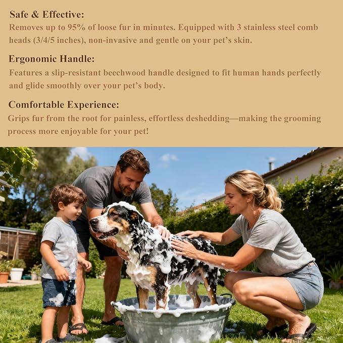 Undercoat Rake Dog Brush Dematting Comb cat shedding tool Dematting Tool Pet Brush Efficiently Detangle and Groom Coats for Large Medium Small Dogs and Cats Comb for Grooming Premium (L 5.31 inch)