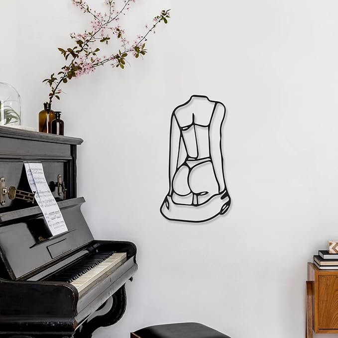 Photect 3 Pcs Metal Wall Art Decor Minimalist Abstract Woman Wall Art Metal Modern Line Drawing Decor Female Single Line Home Hanging for Bedroom Bathroom Living Room Christmas Housewarming(Lively)