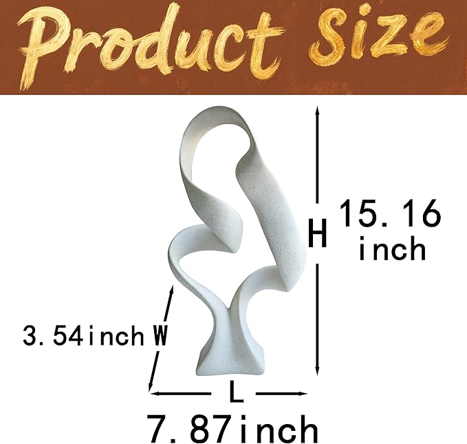 15" Modern Abstract Ribbon Decorative Sculpture, Knot Sculptures,Home Decor,Coffee Table Statues,Dining Living Room Desk Decor（Milky White）