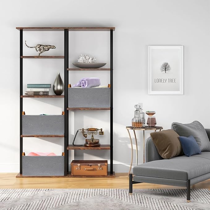 SNWDN 4 Pack Closet Cloth Storage Bins for Shelves,Large Storage Baskets for Shelves,Fabric Bins for Closet organization with Handles（Grey 17''L x 12.6''W x 7.5''H）