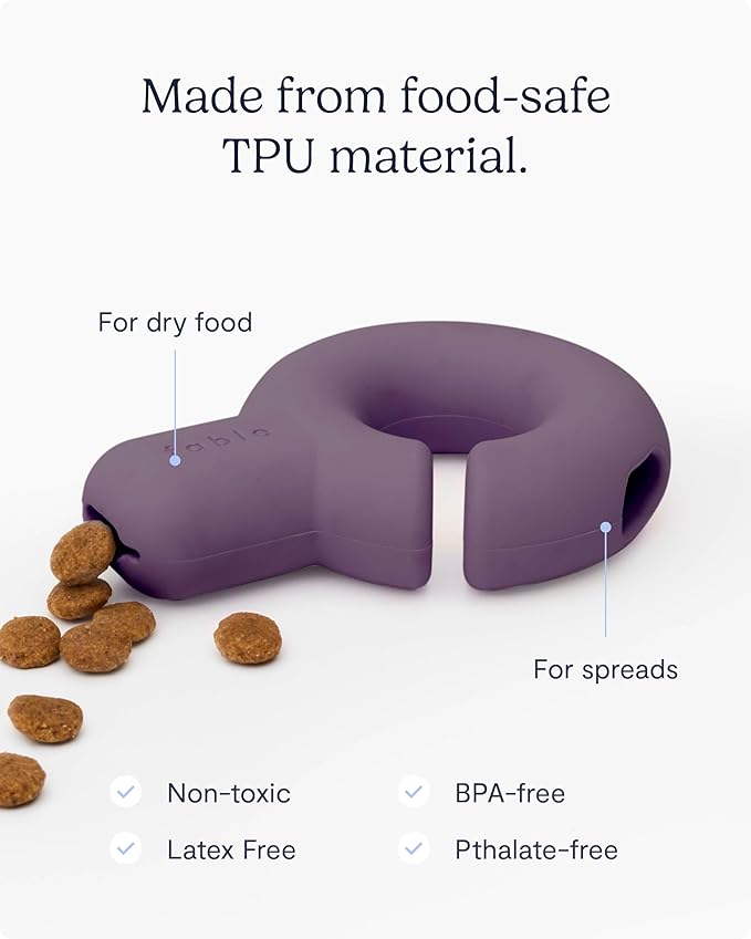 FABLE Falcon Treat Dispensing Dog Toy - Interlocking Design, 2 Cavity Dog Toy Treat Dispenser for Dry Food & Spreads - Interactive & Solo Play - No BPA - Purple