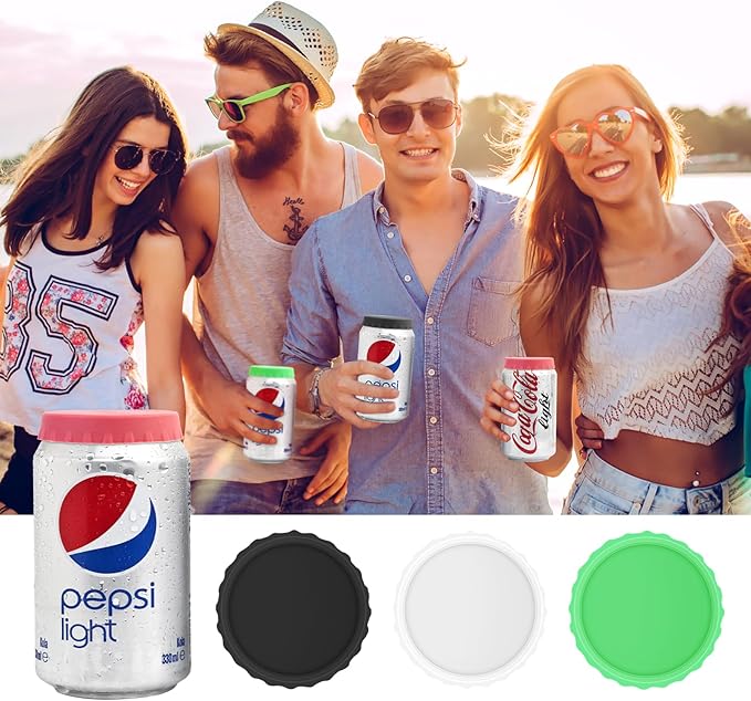 8PCS Silicone Soda Can Lids,BPA-Free Reusable Silicone Can Covers, Can Stopper or Protector For Soda,Beer, Drink, Juice, Coke, Beverage, Can Lid, Cover or Protector Quasi Beverage Cans