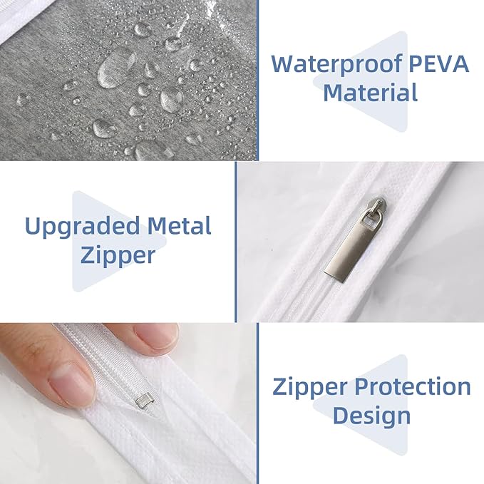 55" All Clear Garment Bags for Hanging Clothes, 12 Packs Dress Bags for Gowns, Plastic Waterproof Garment Covers with Zipper for Long Coats, Dresses, Trench (Set of 12)