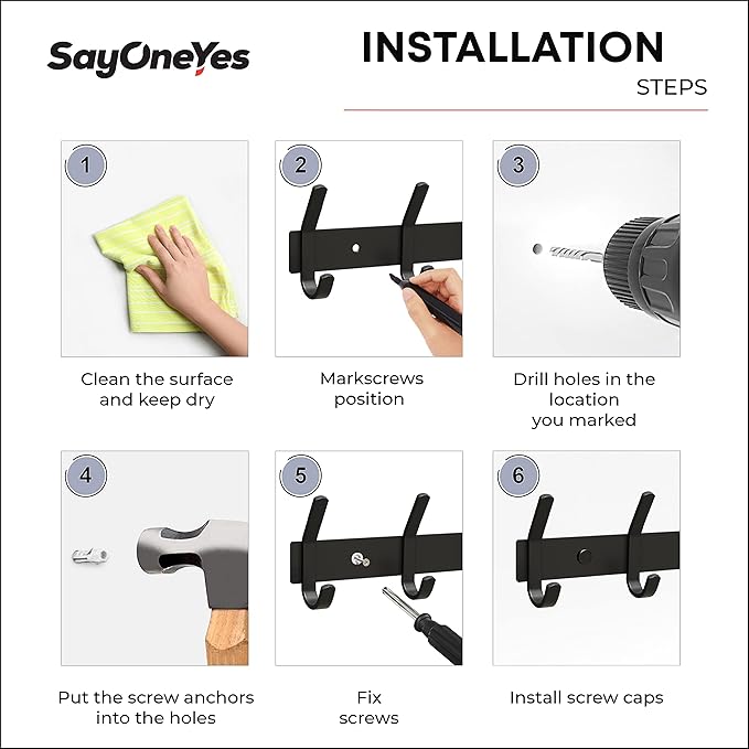 Matte Black Coat Rack Wall Mount – 24 Inch Stainless Steel Hook Rail with 8 Double Coat Hooks – Wall Mounted Entryway Organizer for Coats, Hats, Bags, Towels, Robes, Closet or Bathroom - 2 Pack